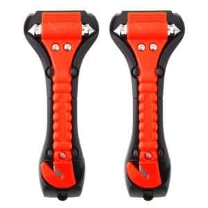 SINSEN 2 Set Car Safety Hammer for Family Rescue 2-in-1 Seat Belt Cutter and Hammer Breaker