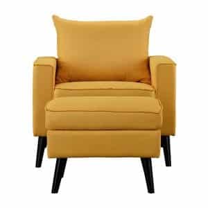Casa AndreaMilano Mid-Century Large Accent Chair with Ottoman (Yellow)