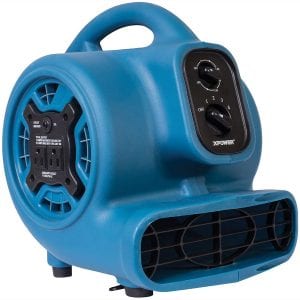 XPOWER P-230AT Mini Mighty Air Mover Utility Blower Fan with Built-In Power Outlets, Blue