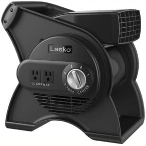 Lasko U12104 High Velocity Pro Pivoting Utility Fan for Cooling, Ventilating, Exhausting and Drying at Home, Job Site and Work Shop, Black 12104