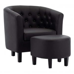 AmazonBasics Tufted Accent Chair w/ Ottoman, Black