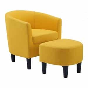 Oadeer Home Chair with Ottoman, Yellow