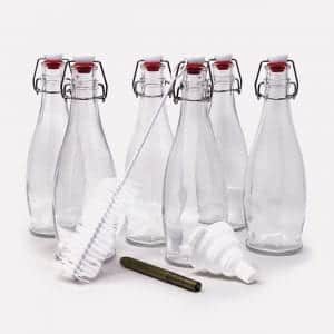  Mockins 17 Oz Glass Bottle, Set of 6 with Swing Top Stoppers
