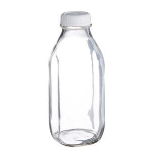 Libbey Glass Milk Bottle 33.5 Oz with Lid