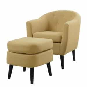 Poundex Accent Chair with an Ottoman, Citrus