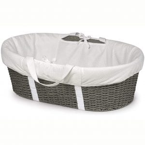 Wicker-Look Woven Baby Moses Basket with Bedding, Sheet, and Pad