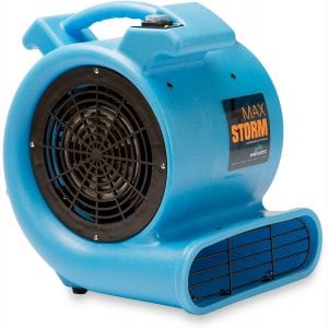 Max Storm 1:2 HP Durable Lightweight Air Mover Carpet Dryer Blower Floor Fan for Pro Janitorial Cleaner, Blue