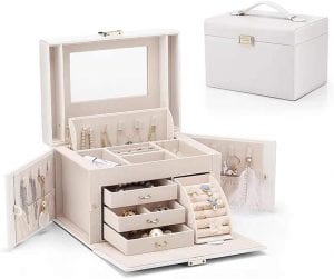 Vlando Wooden Jewelry Box – Pearl White
